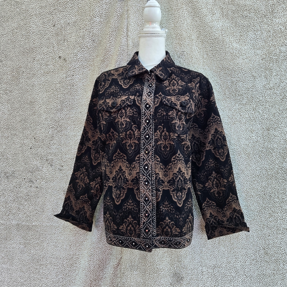 Chico's Black And Brown Patterned Jacket - image 2